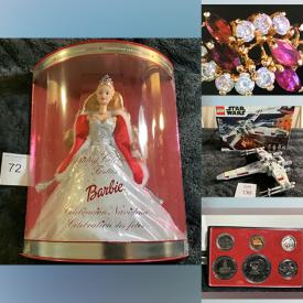 MaxSold Auction: This online auction features NIB collectible Barbies, toys, jewelry sets, Legos, HO scale trains, RC cars, Holiday ornaments, estate brooches, games, mint set coins, bank notes, and much, much, more!!